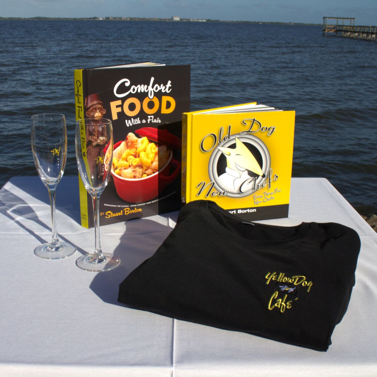 Yellow Dog Gift Basket - Champagne Flutes