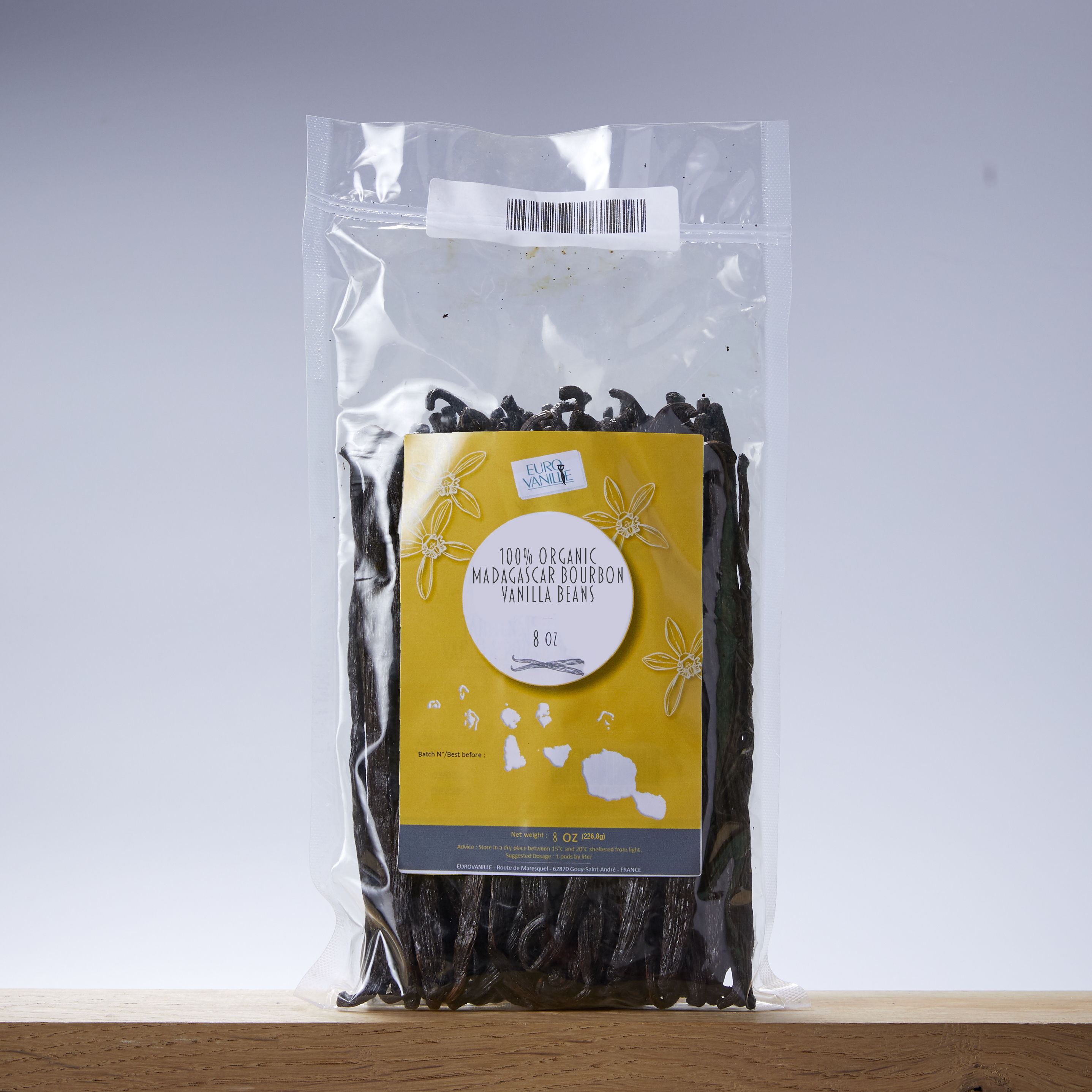 Organic Madagascar Bourbon Vanilla Pods 8 oz (226.8 g) in vacuum bag