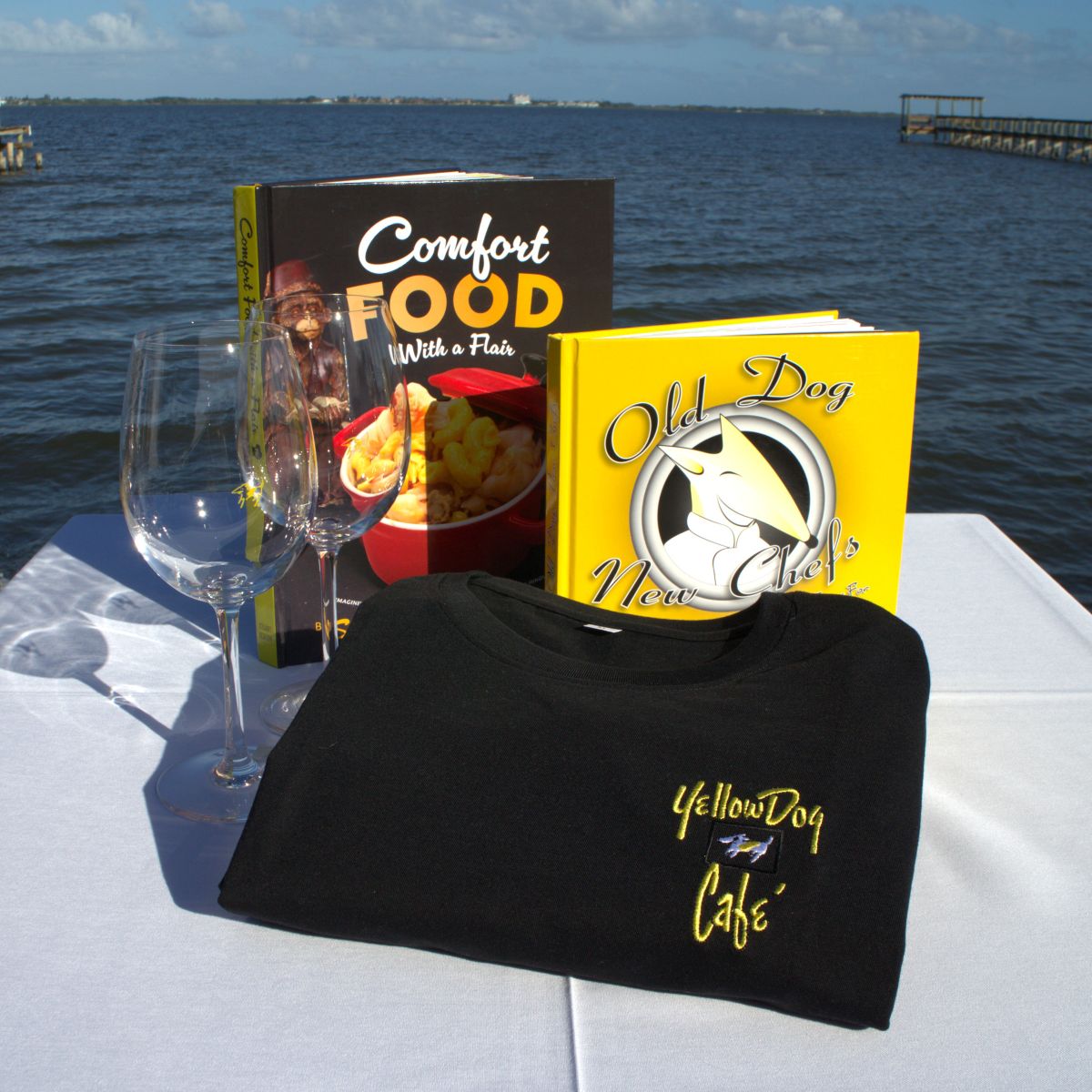 Yellow Dog Gift Basket - Wine Glasses