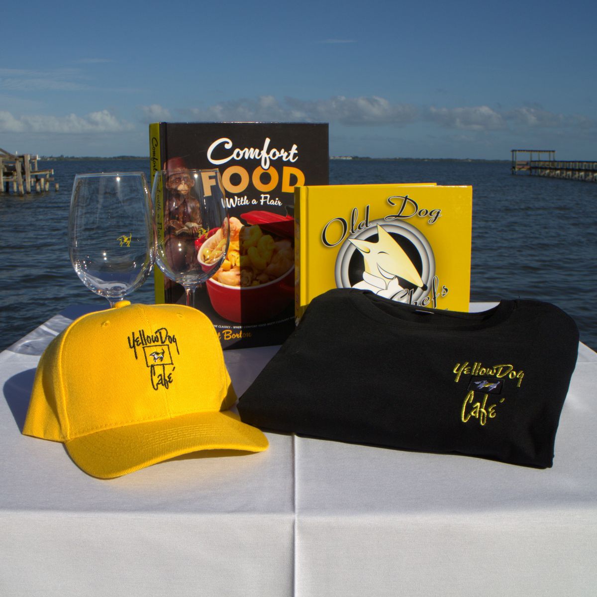 Yellow Dog Gift Basket - Wine Glasses
