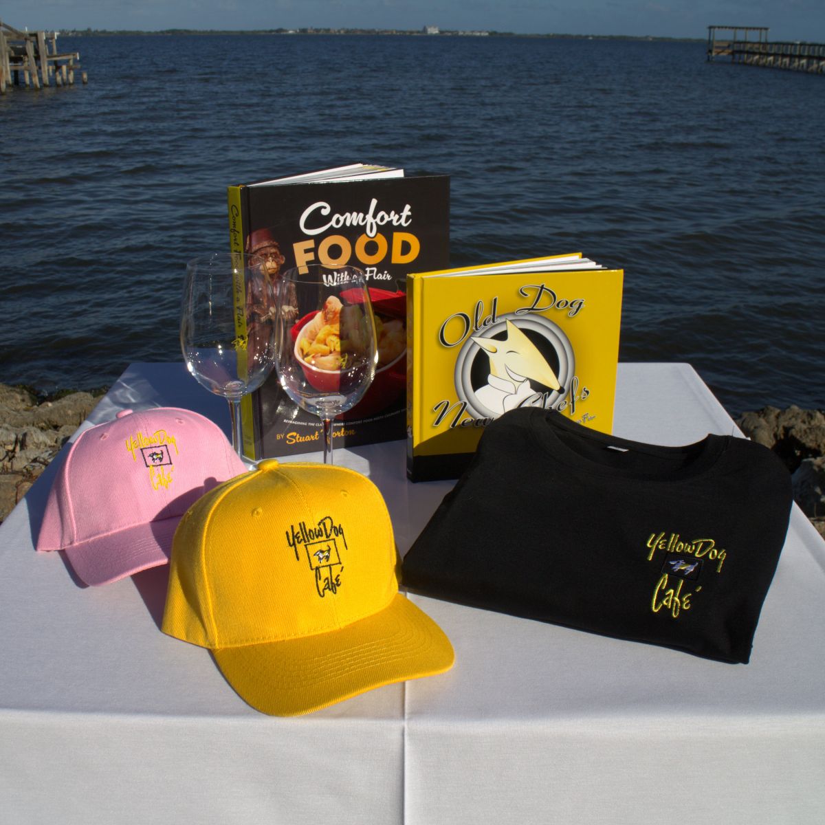 Yellow Dog Gift Basket - Wine Glasses