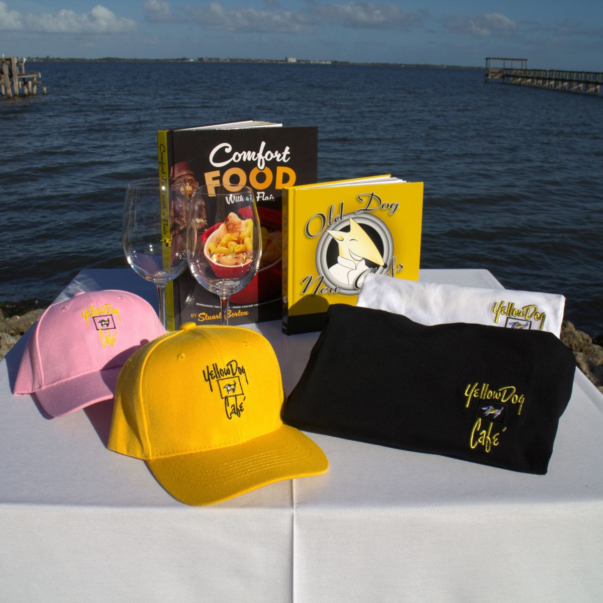 Yellow Dog Gift Basket - Wine Glasses